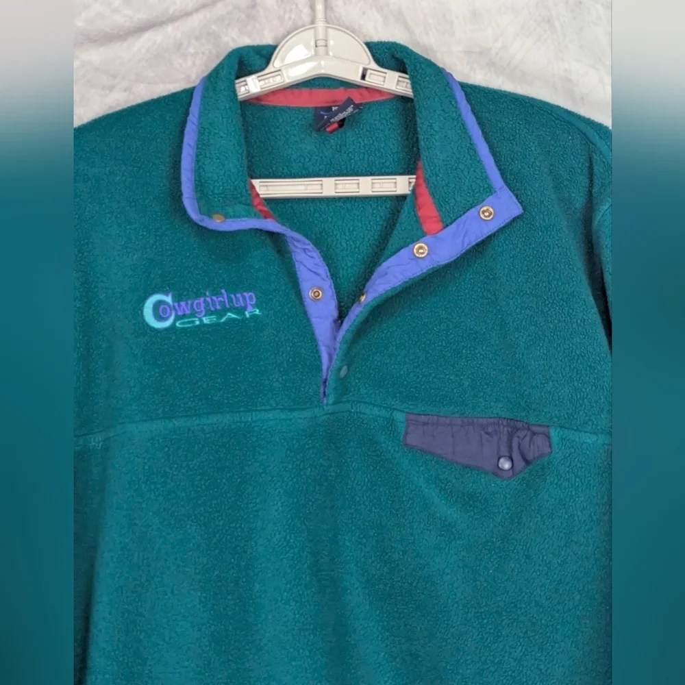 Port Authority Large Fleece Pullover With Snaps Embroidered COWGIRL UP Logo - Picture 5 of 10